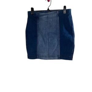 Free People Women's Size 10 Two-Tone Denim Mini Skirt Multicolor Casual